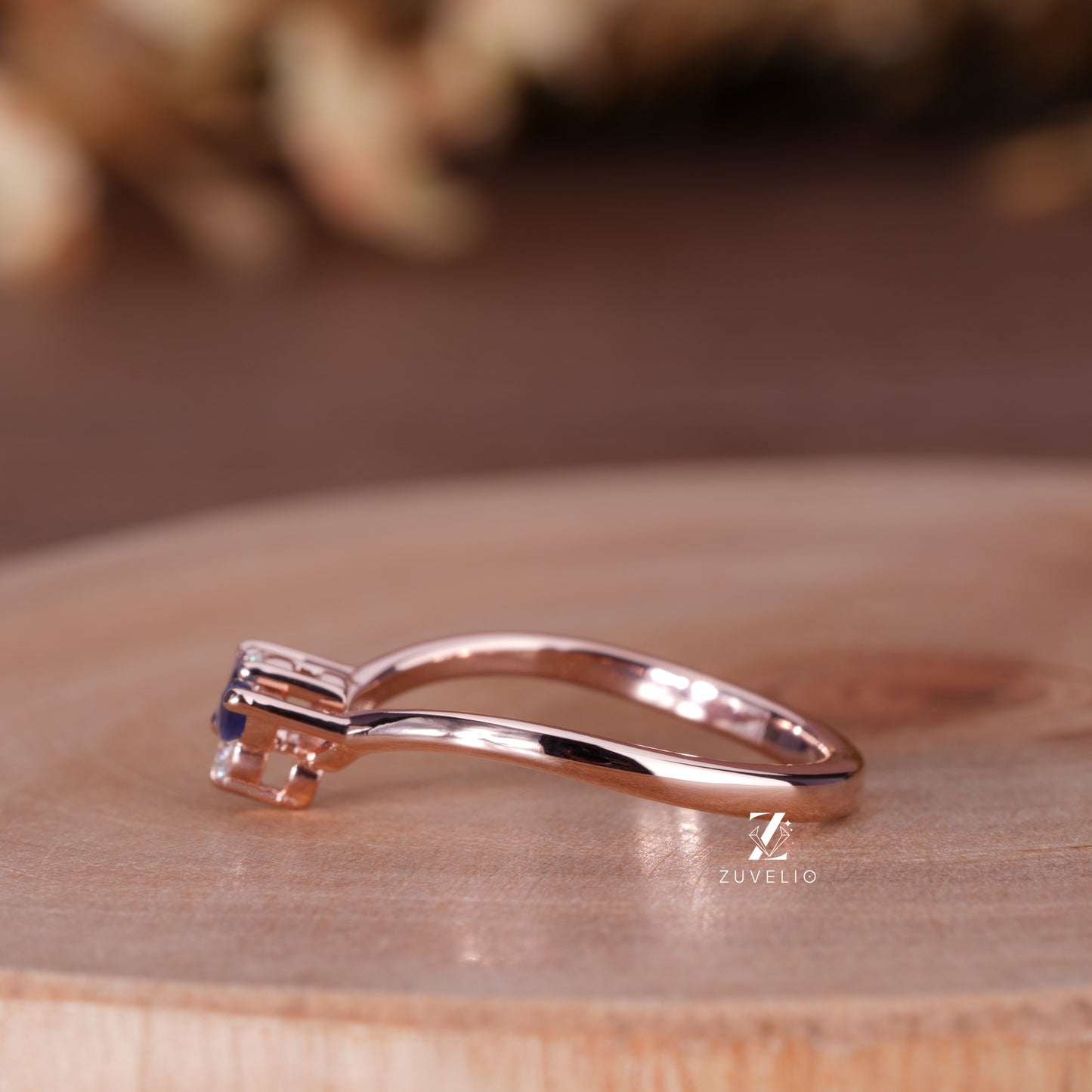Blue Marquise Moissanite Ring