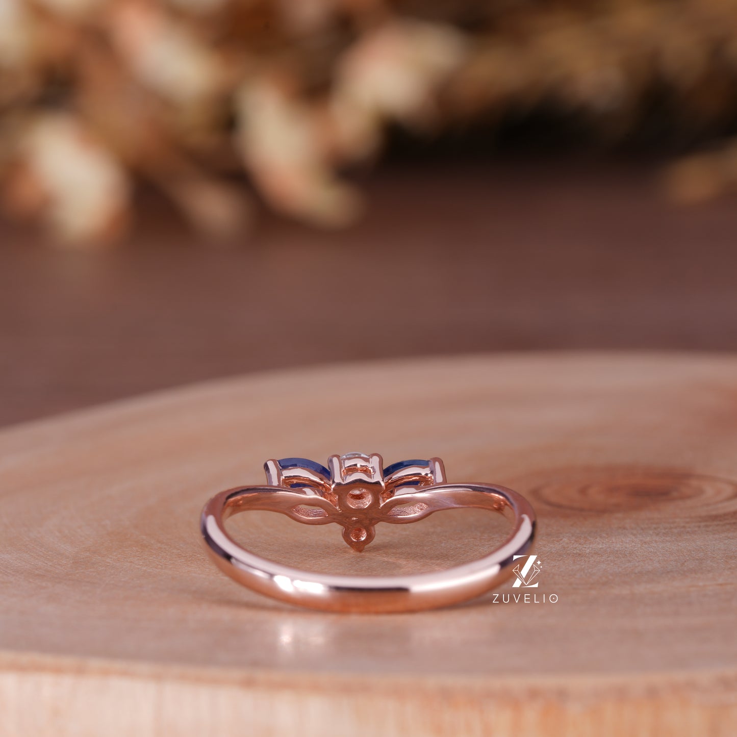 Blue Marquise Moissanite Ring