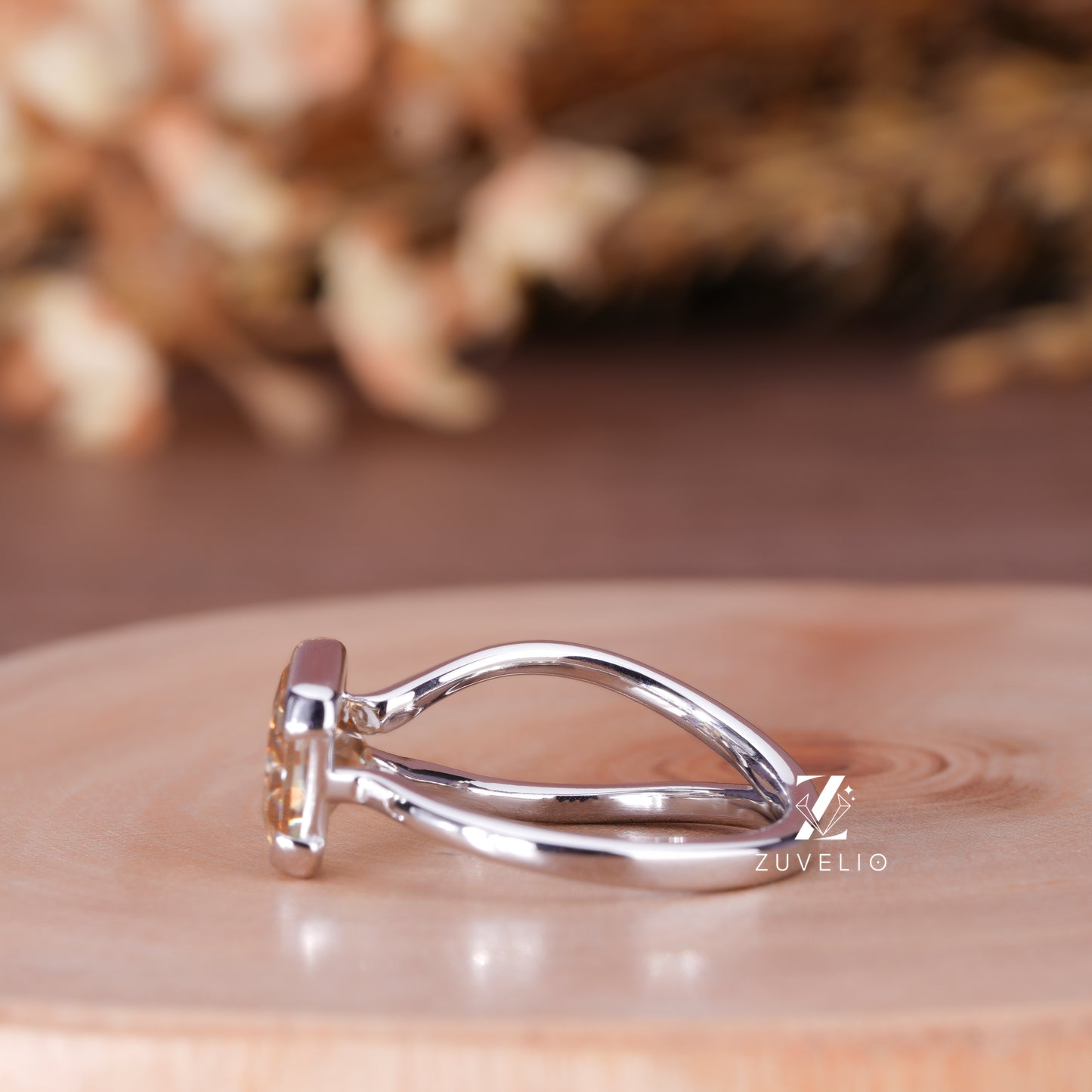 Radiant Champagne Moissanite Ring