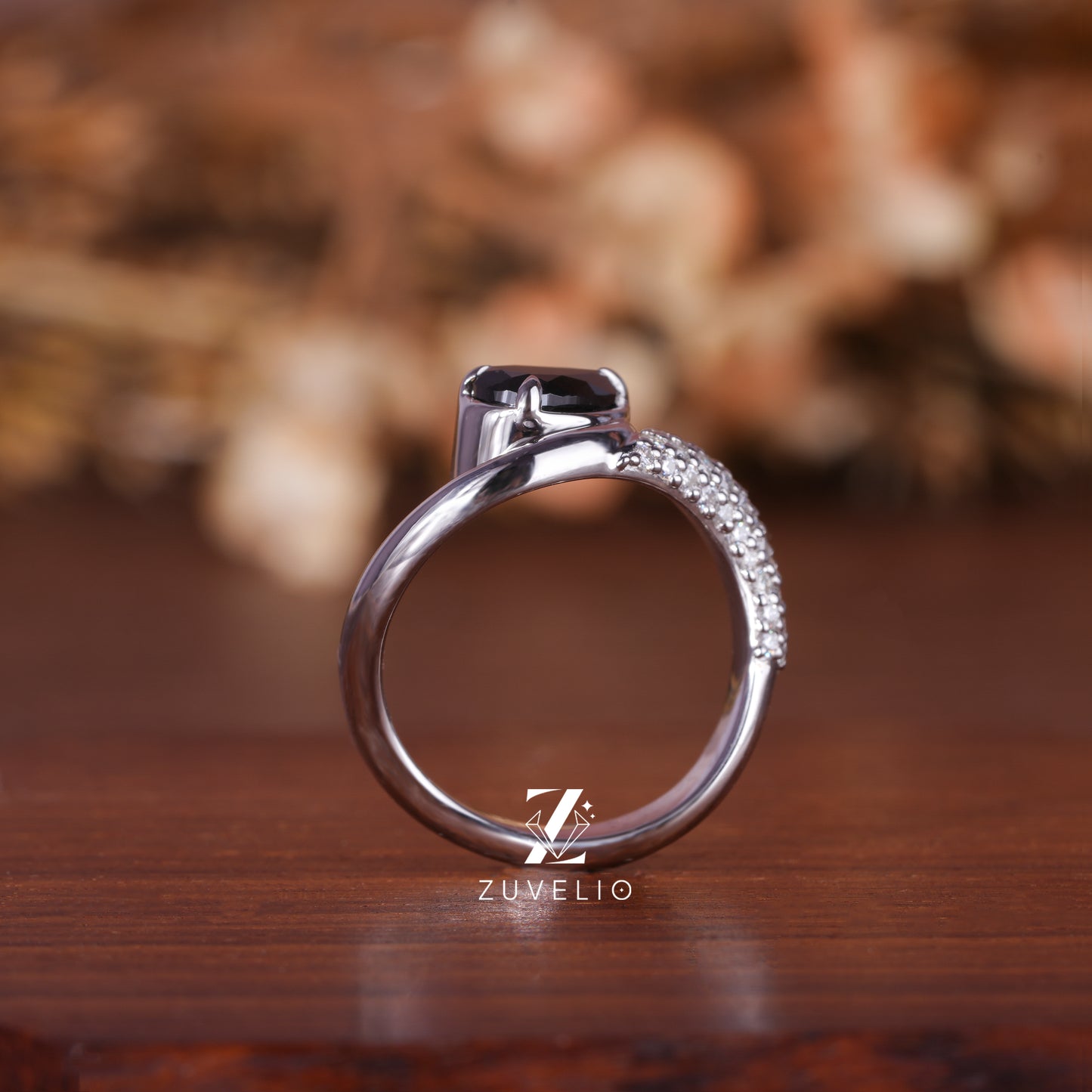 Black Pear Moissanite Ring