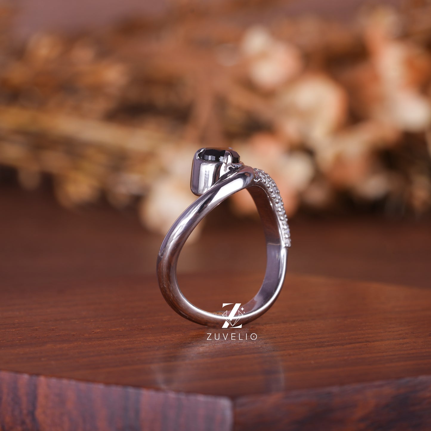 Black Pear Moissanite Ring