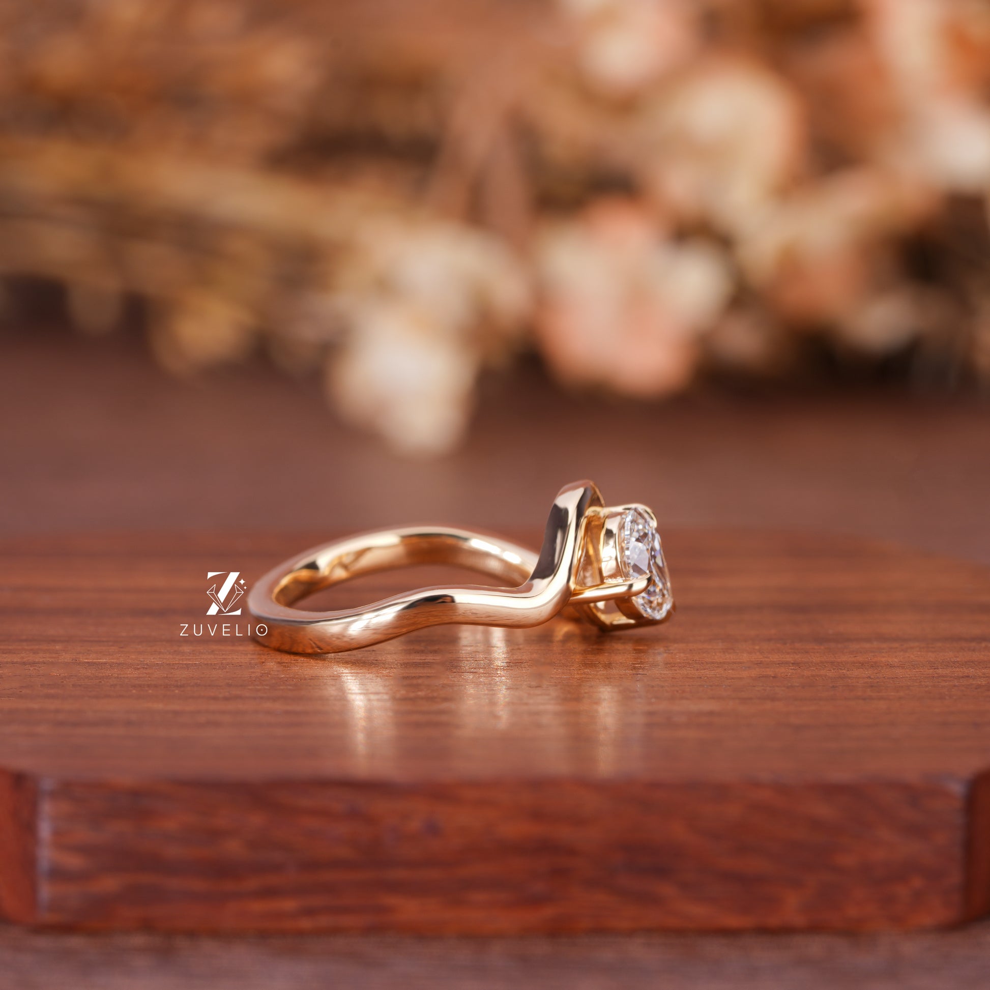 Yellow Gold Pear Diamond Ring