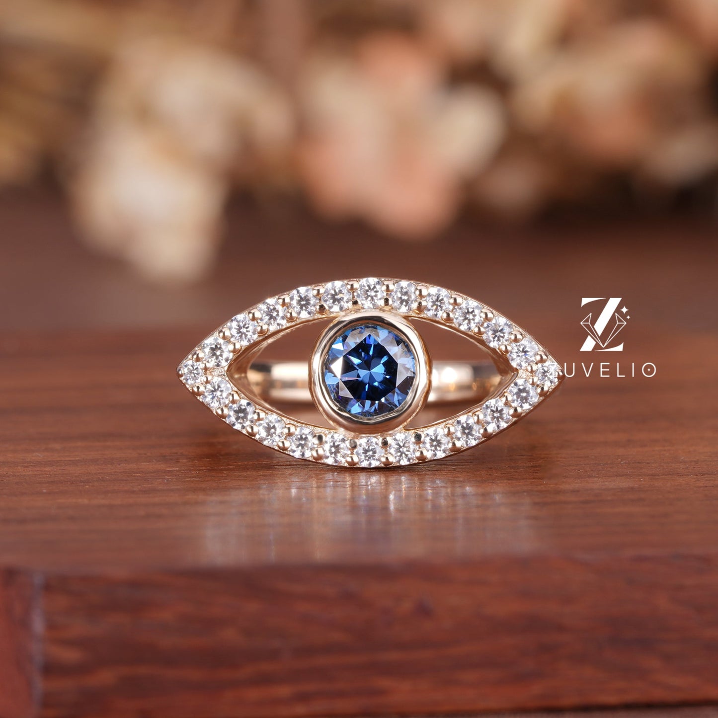 Round Moissanite Evil Eye Ring