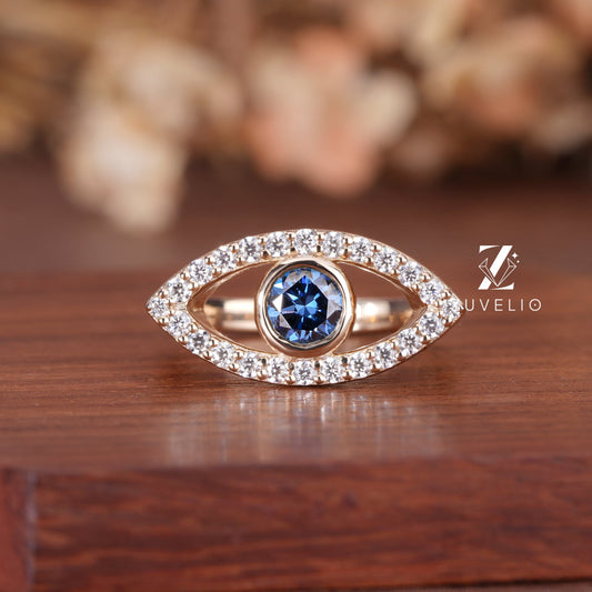 Round Moissanite Evil Eye Ring