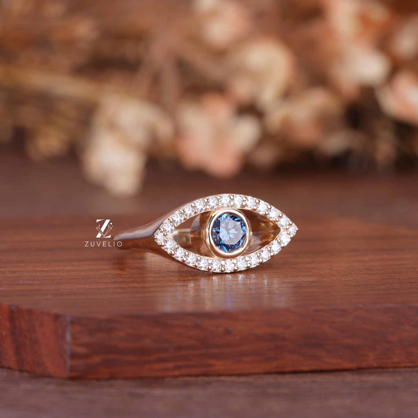 Round Moissanite Evil Eye Ring