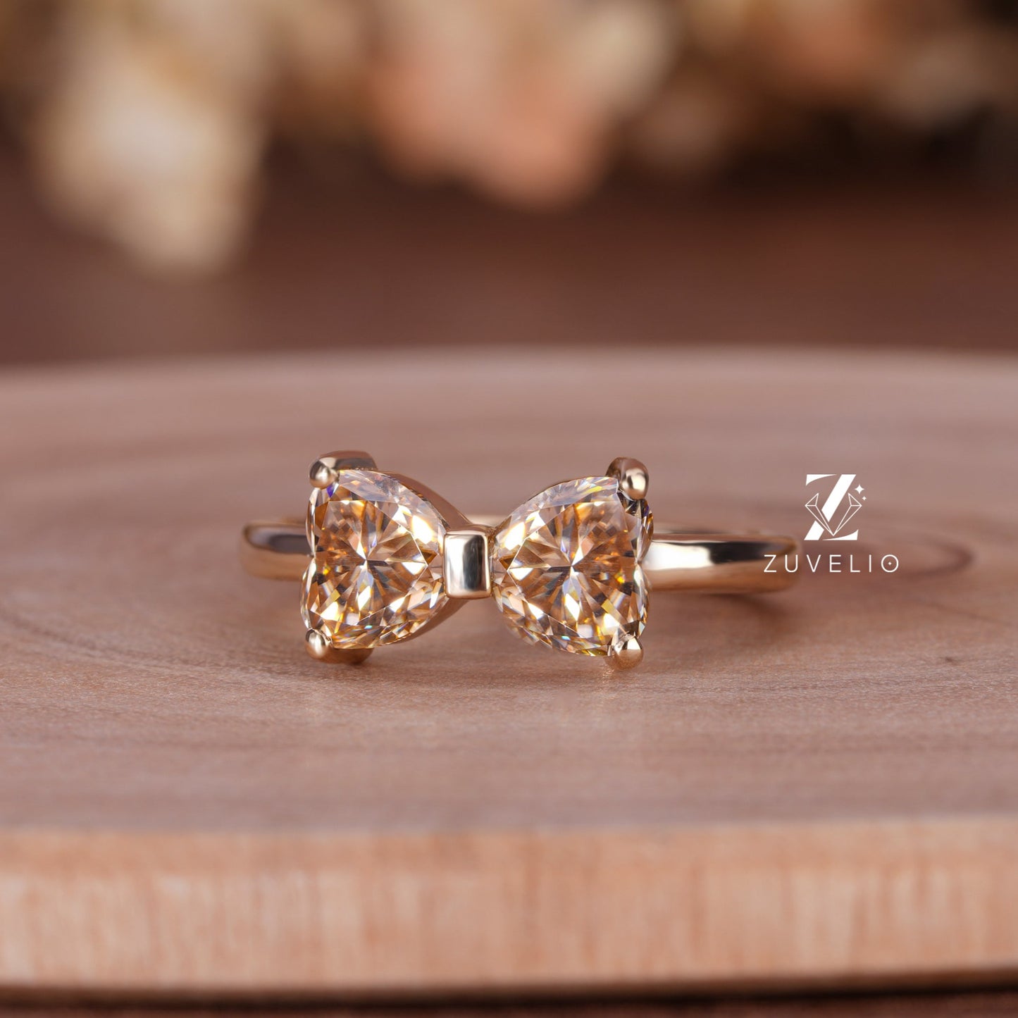 Champagne Heart Moissanite Ring