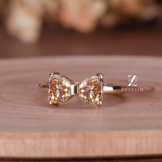 Champagne Heart Moissanite Ring