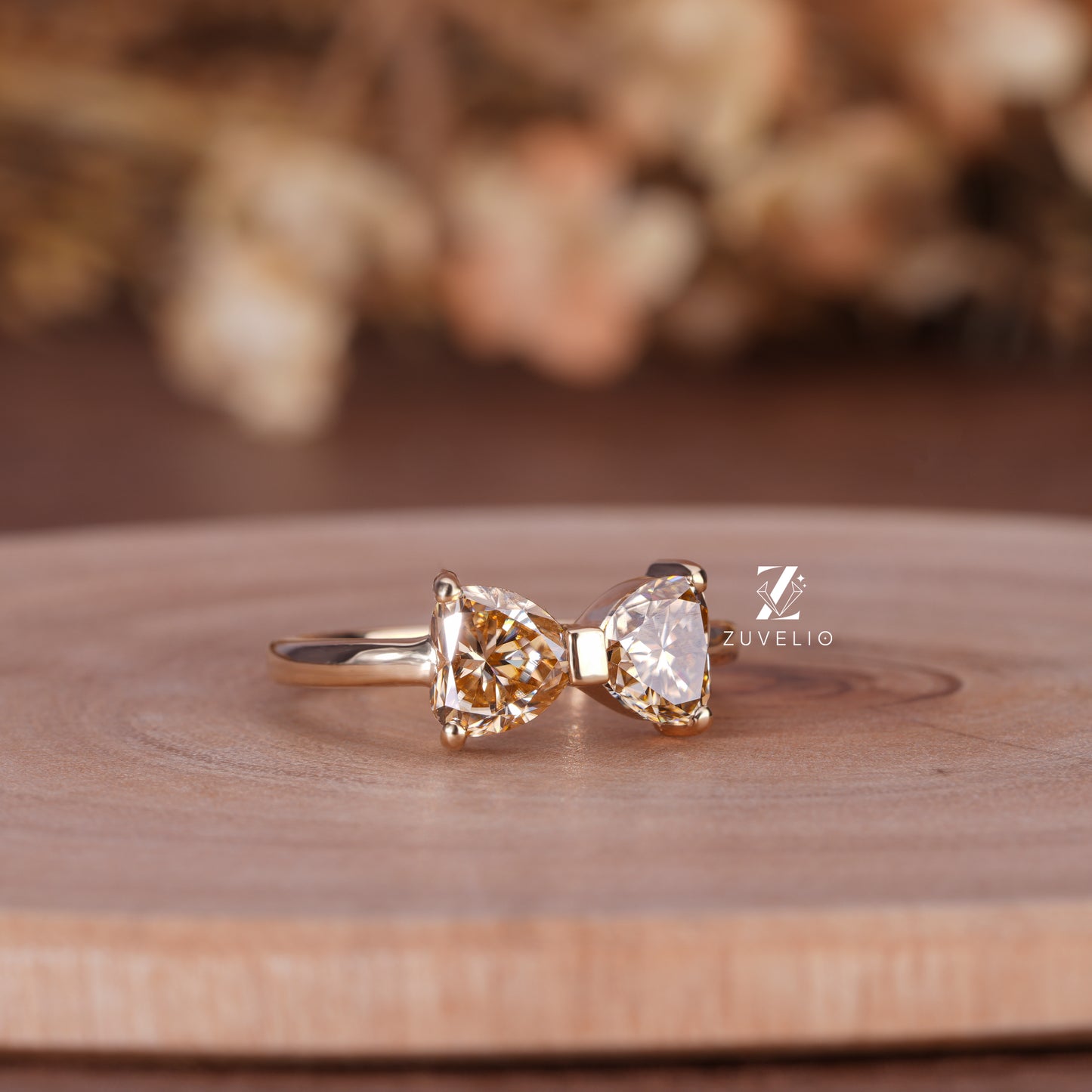Champagne Heart Moissanite Ring