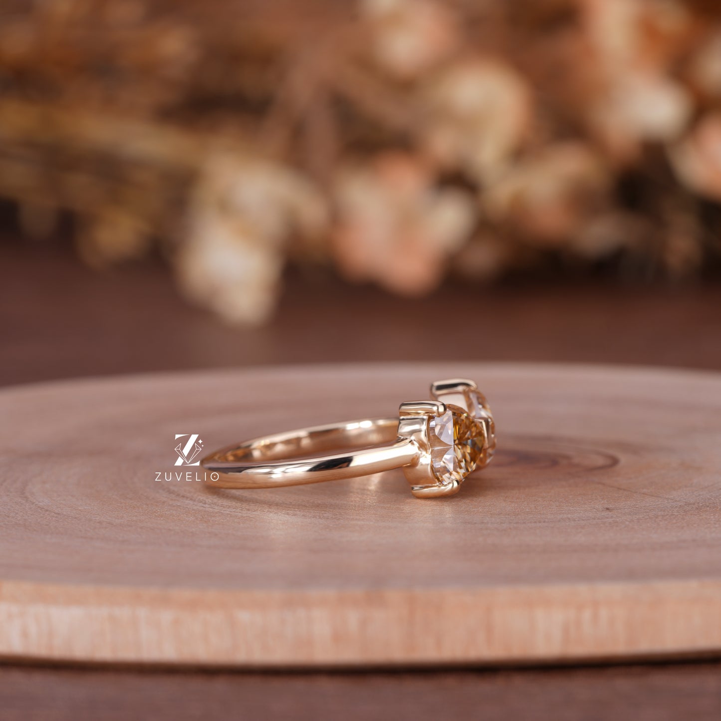 Champagne Heart Moissanite Ring