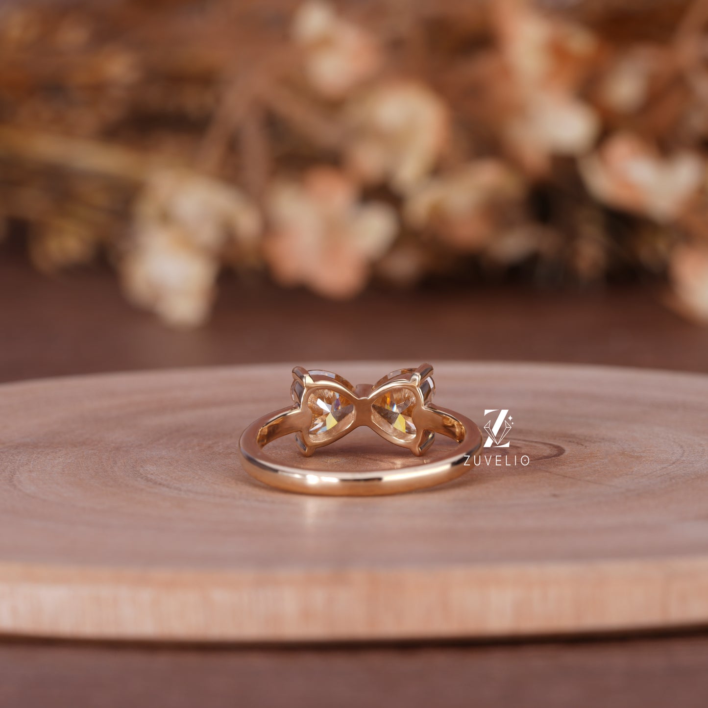 Champagne Heart Moissanite Ring