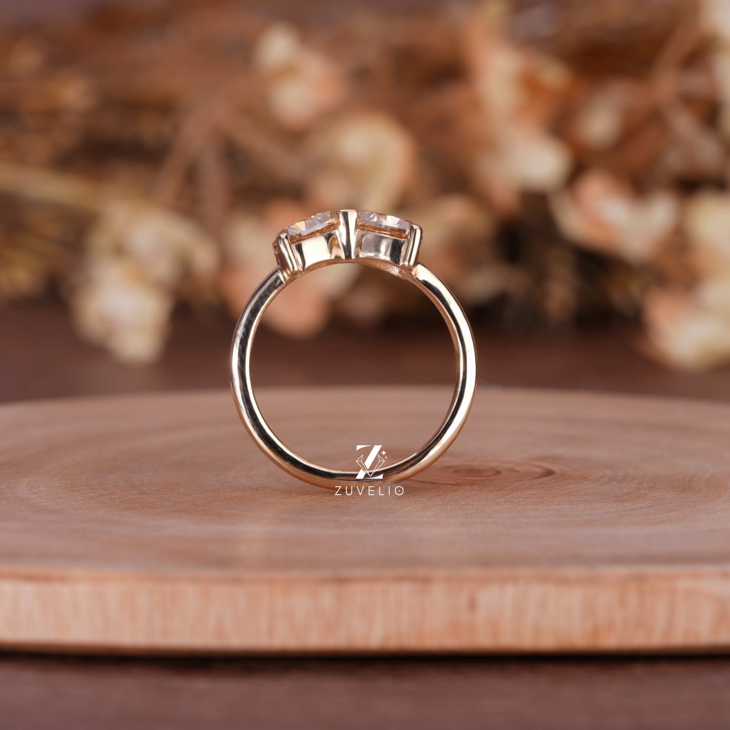 Champagne Heart Moissanite Ring