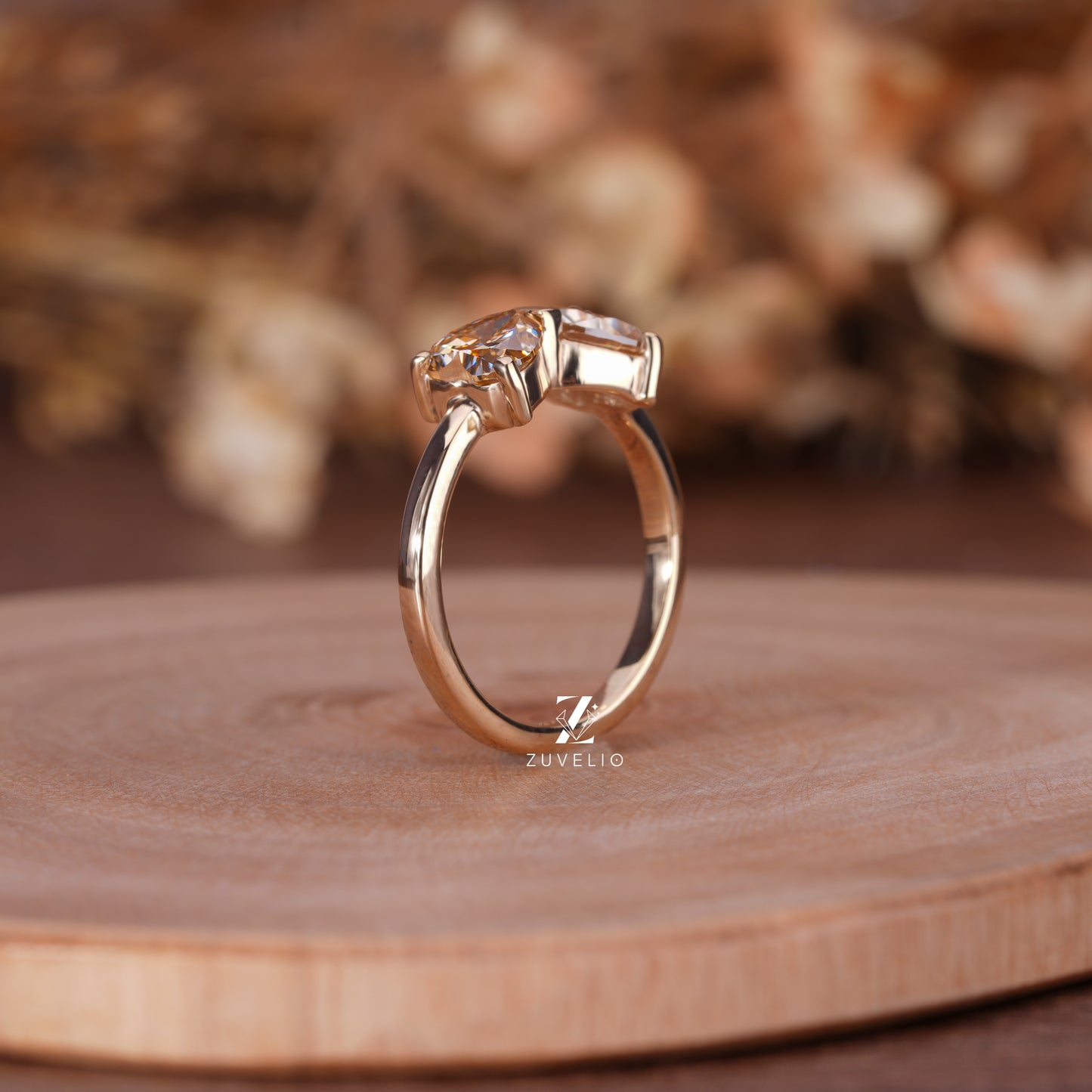 Champagne Heart Moissanite Ring