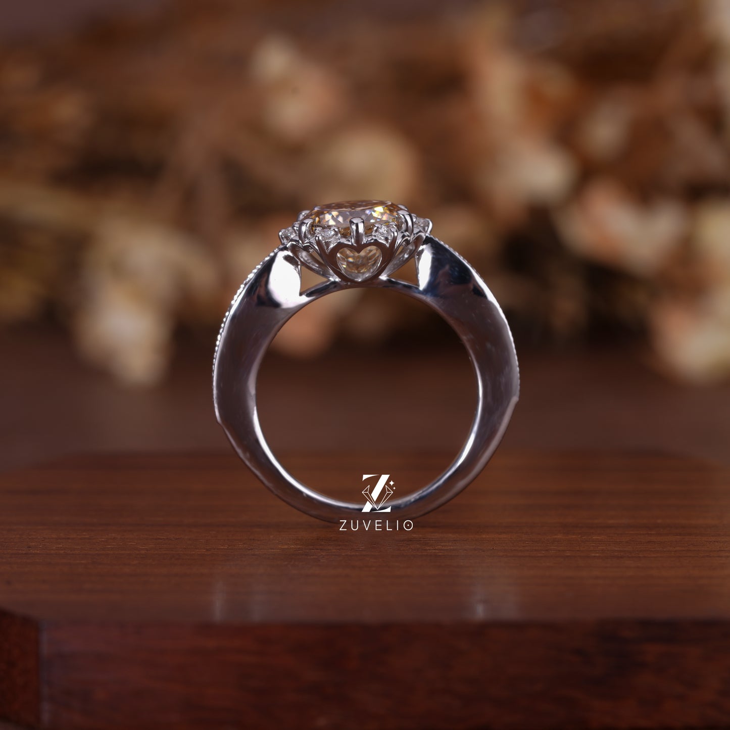 Victorian Champagne Moissanite Ring