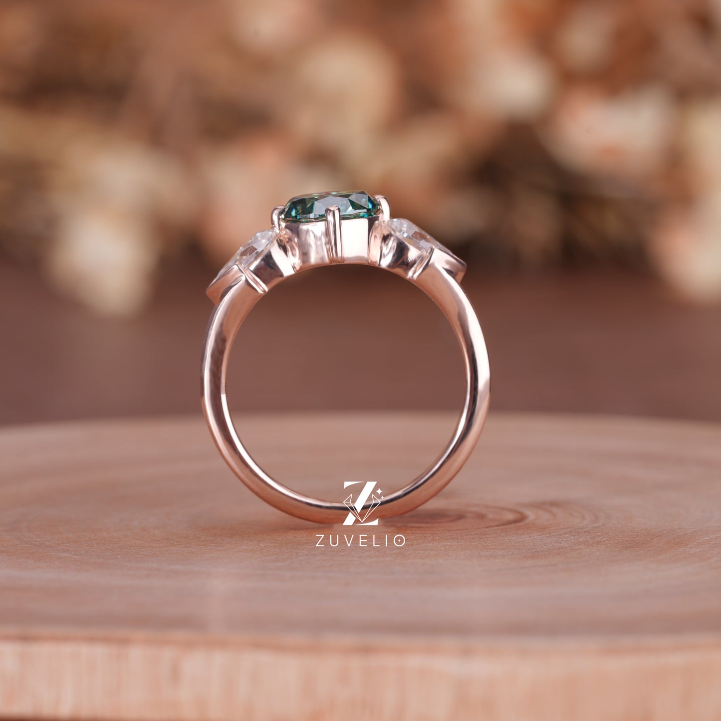 Three Stone Round Moissanite Ring