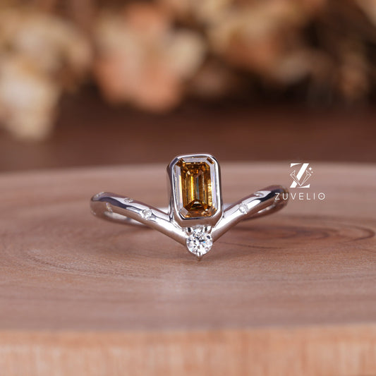 Emerald Cut Champagne Ring
