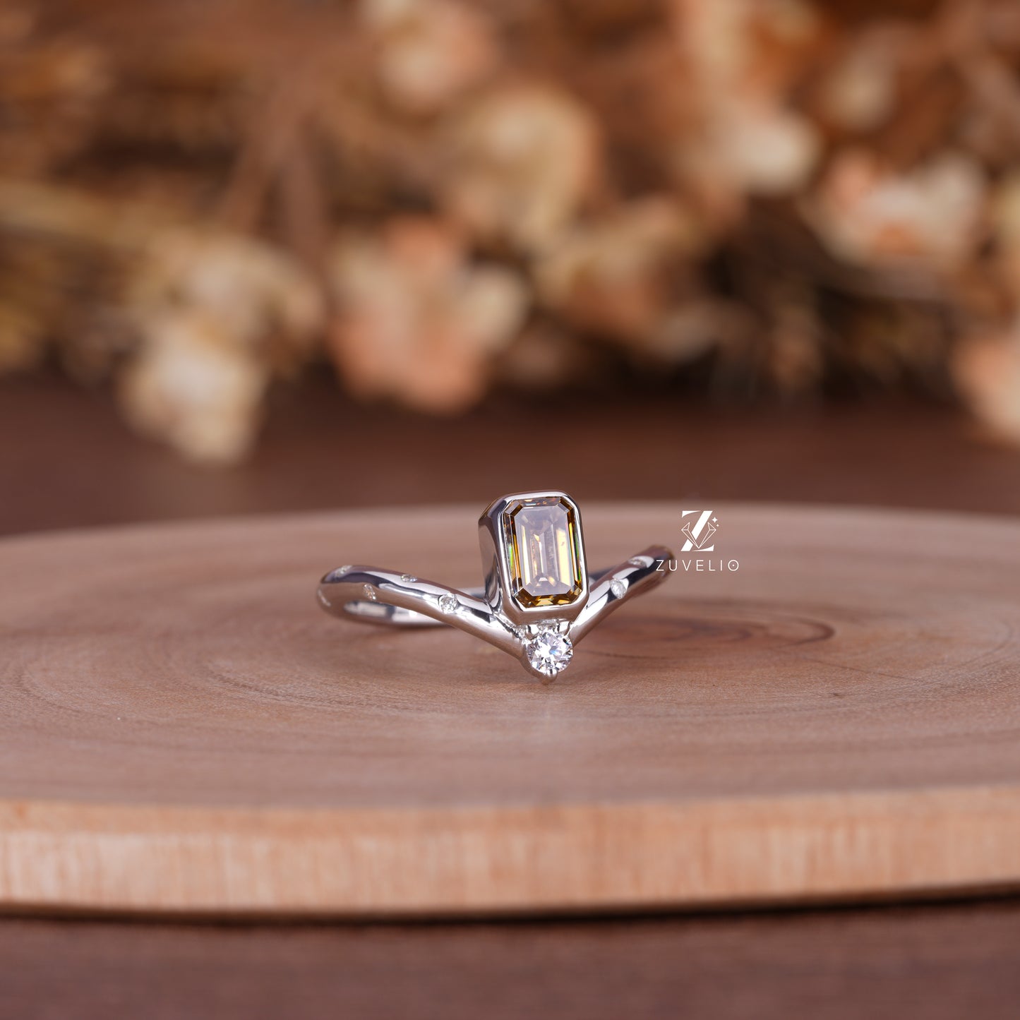 Emerald Cut Champagne Ring