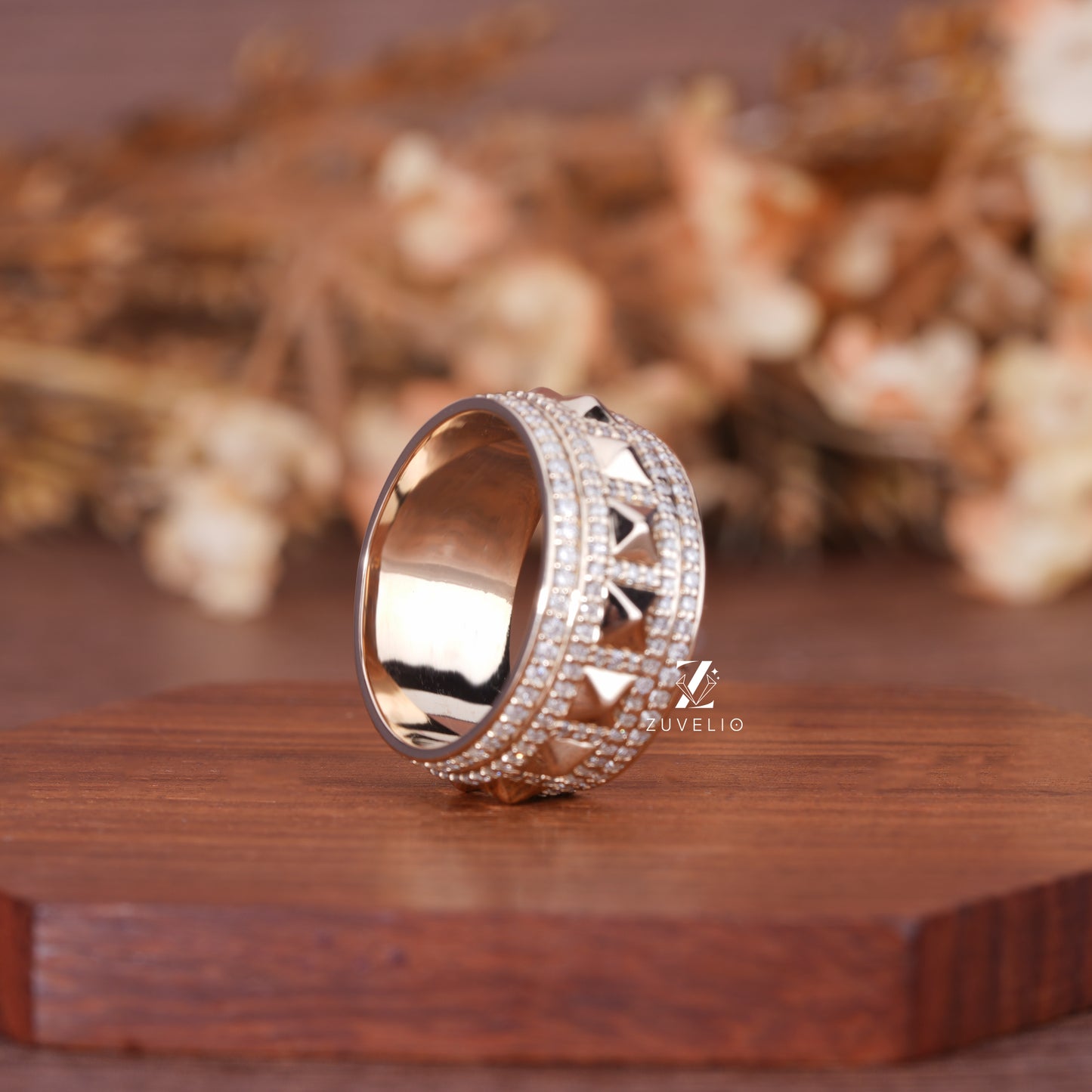 Pyramid Inspired Moissanite Band
