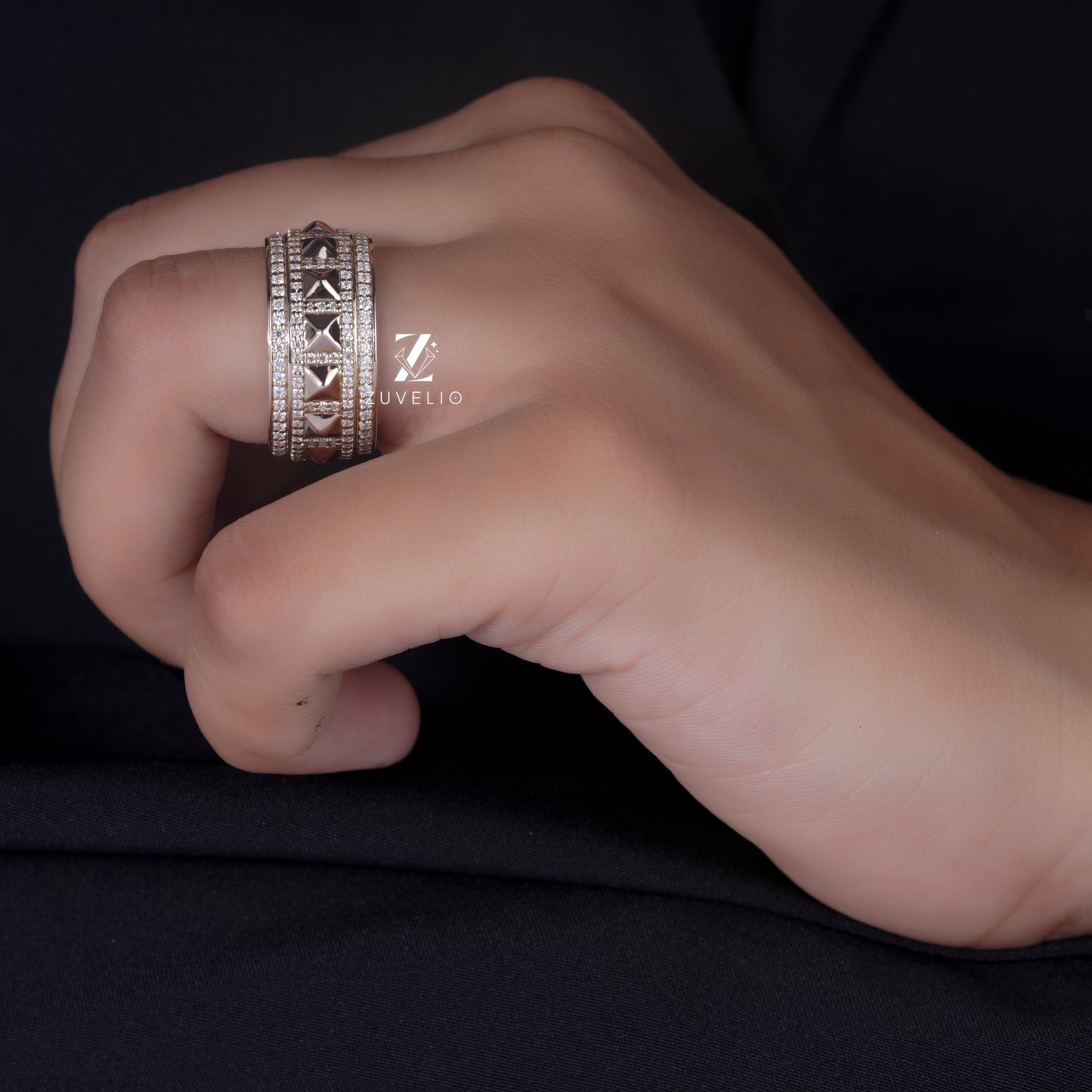 Pyramid Inspired Moissanite Band