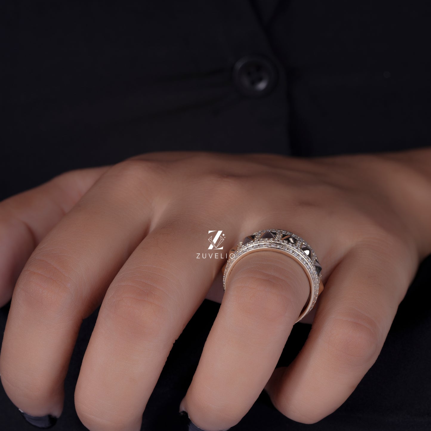 Pyramid Inspired Moissanite Band