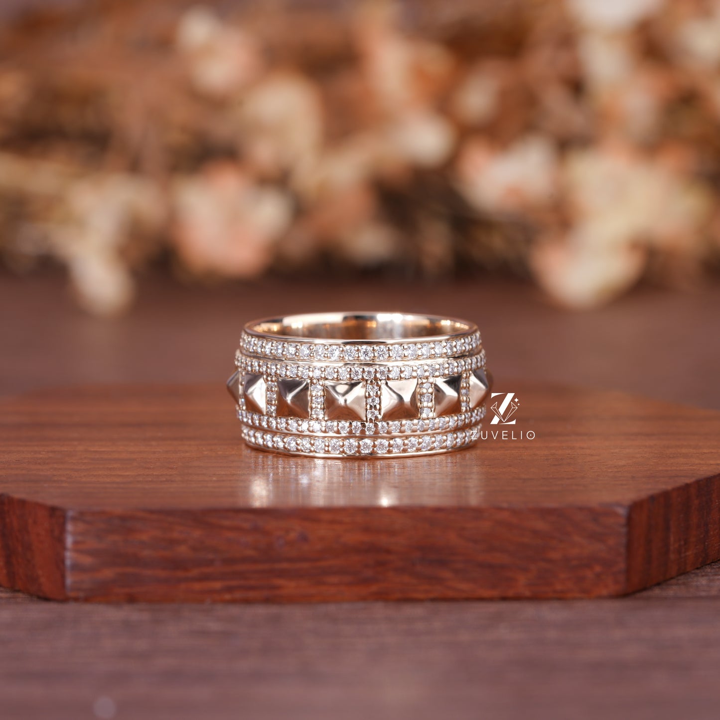 Pyramid Inspired Moissanite Band