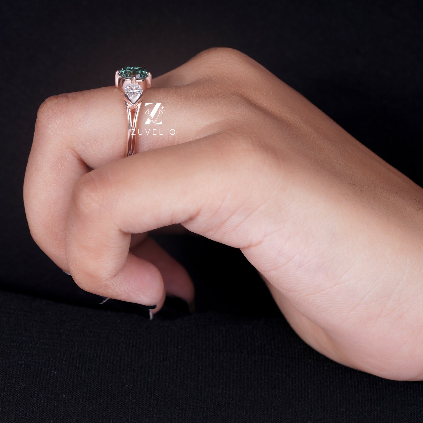 Three Stone Round Moissanite Ring