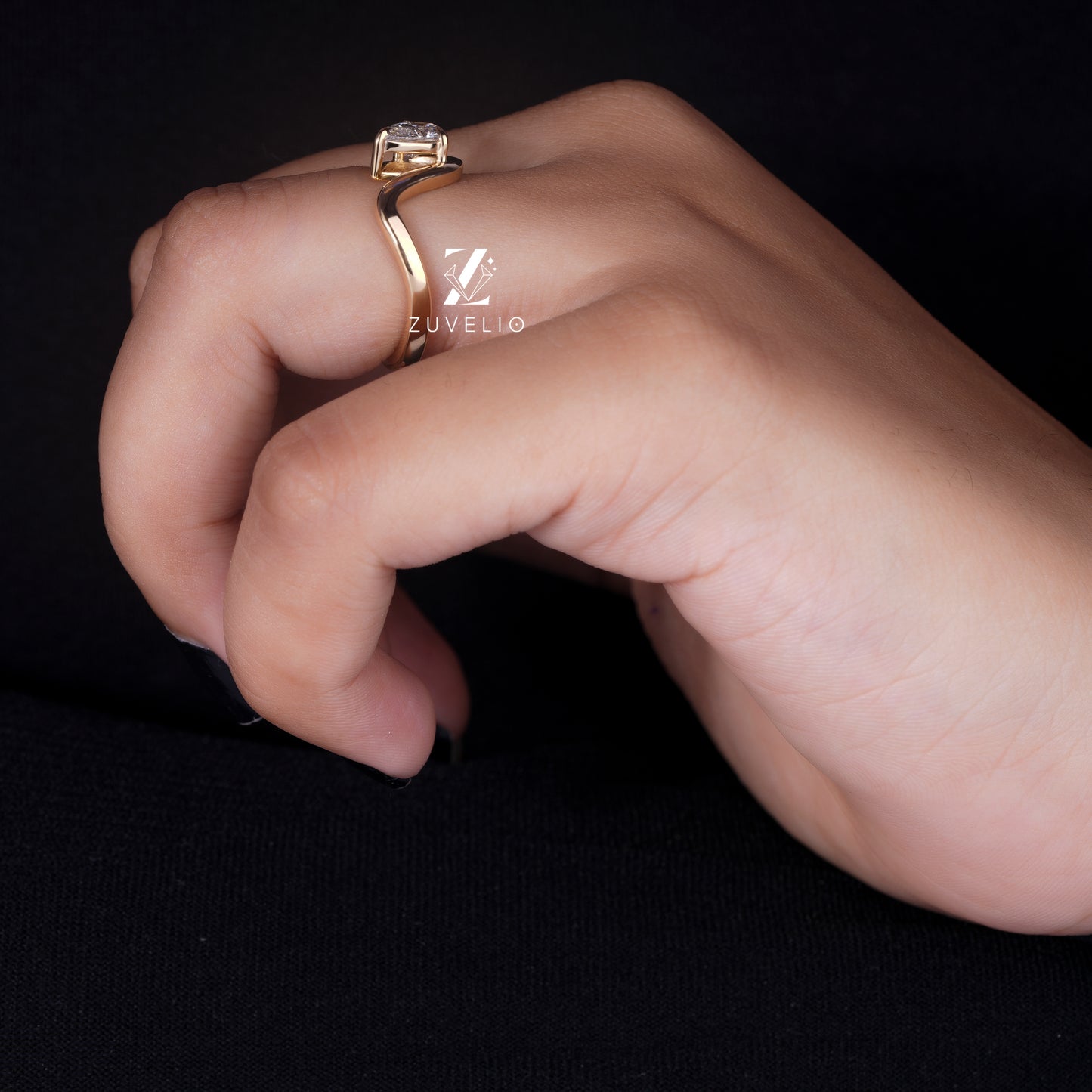 Yellow Gold Pear Cut Lab Diamond Ring