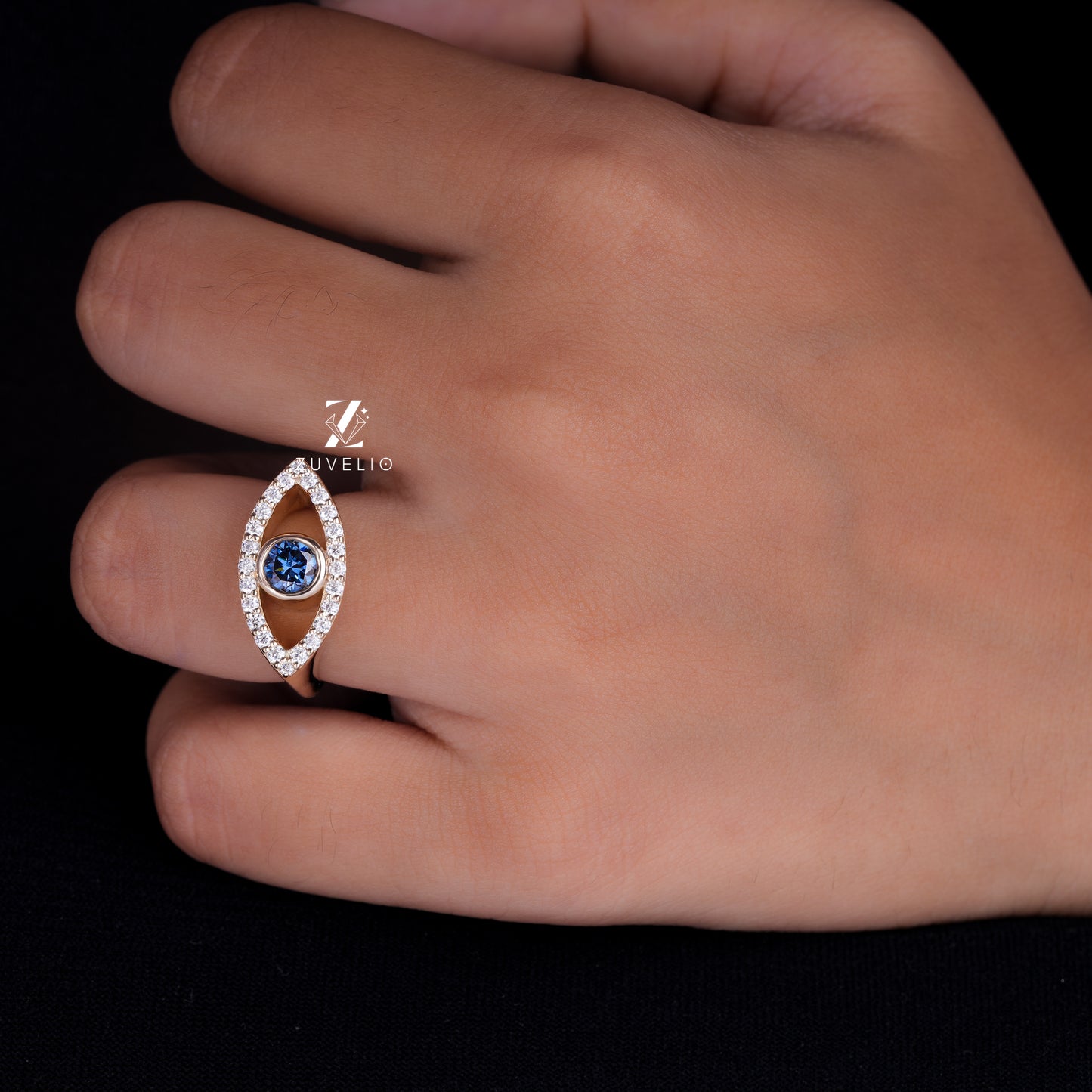 Round Moissanite Evil Eye Ring