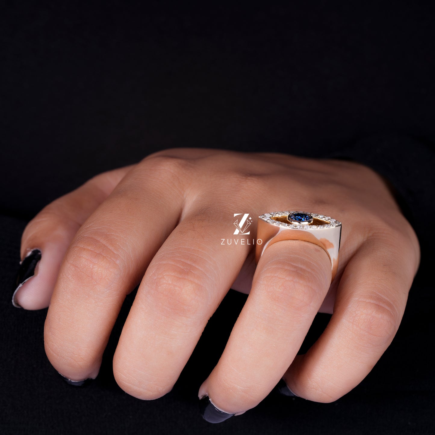 Round Moissanite Evil Eye Ring