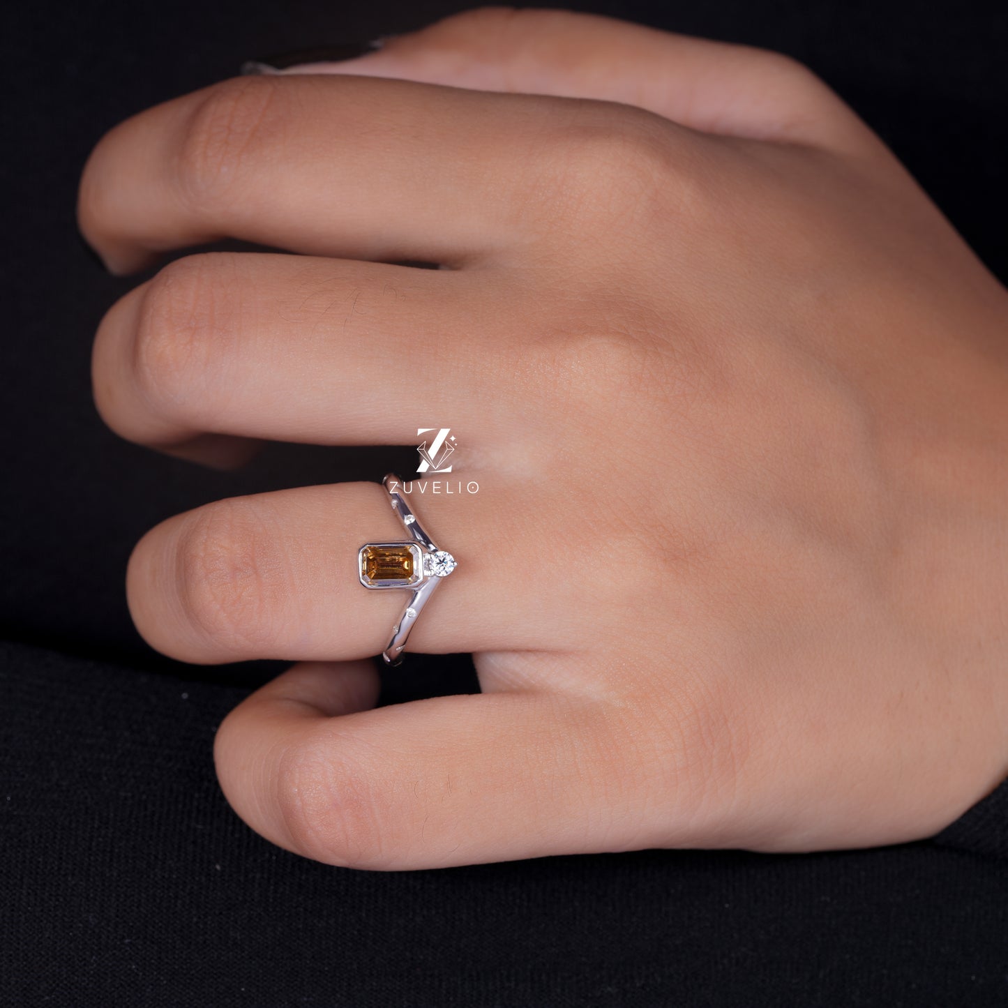 Emerald Cut Champagne Ring
