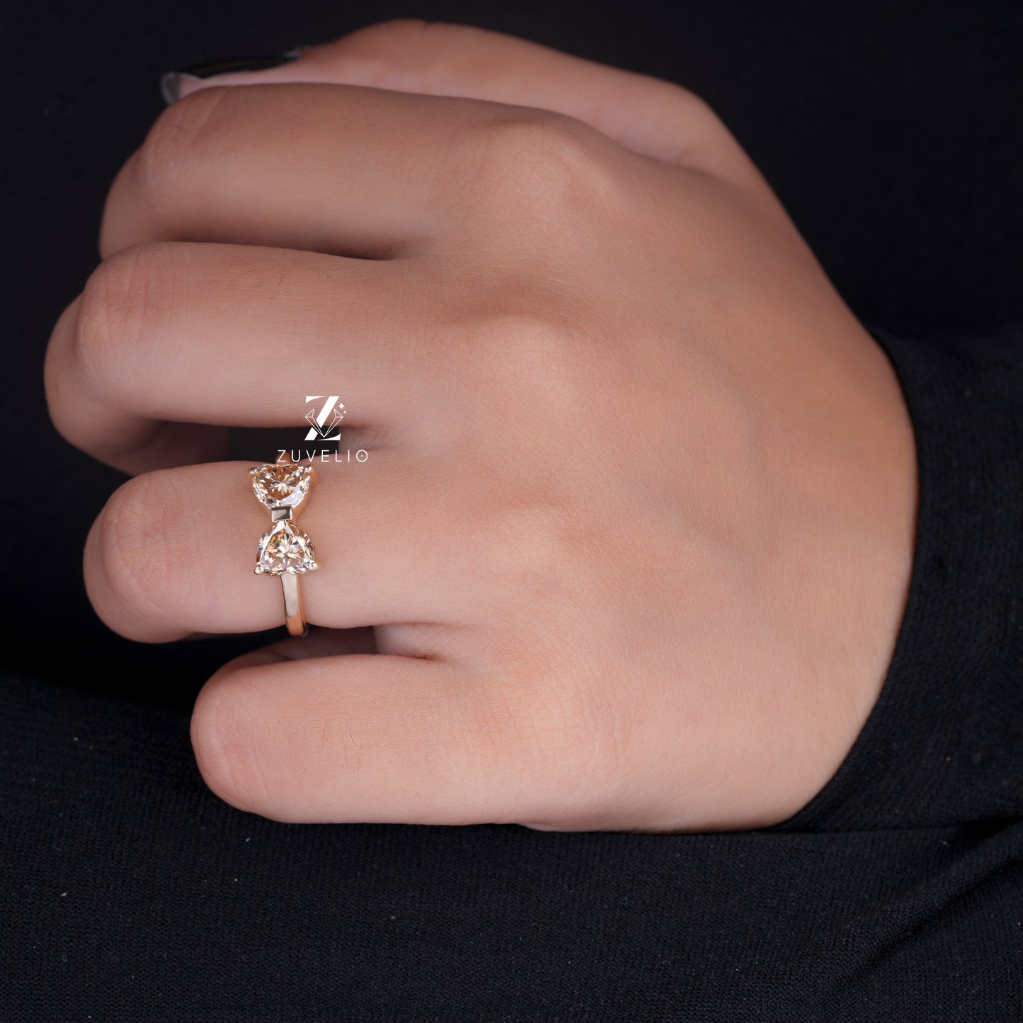 Champagne Heart Moissanite Ring