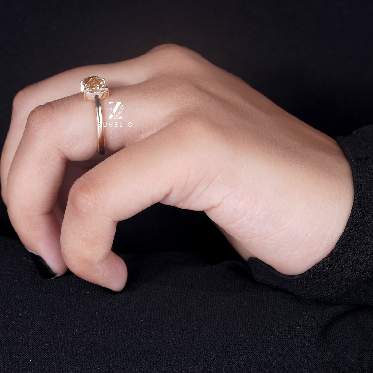 Champagne Heart Moissanite Ring