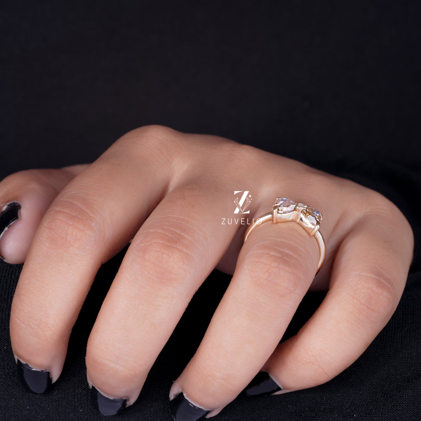 Champagne Heart Moissanite Ring