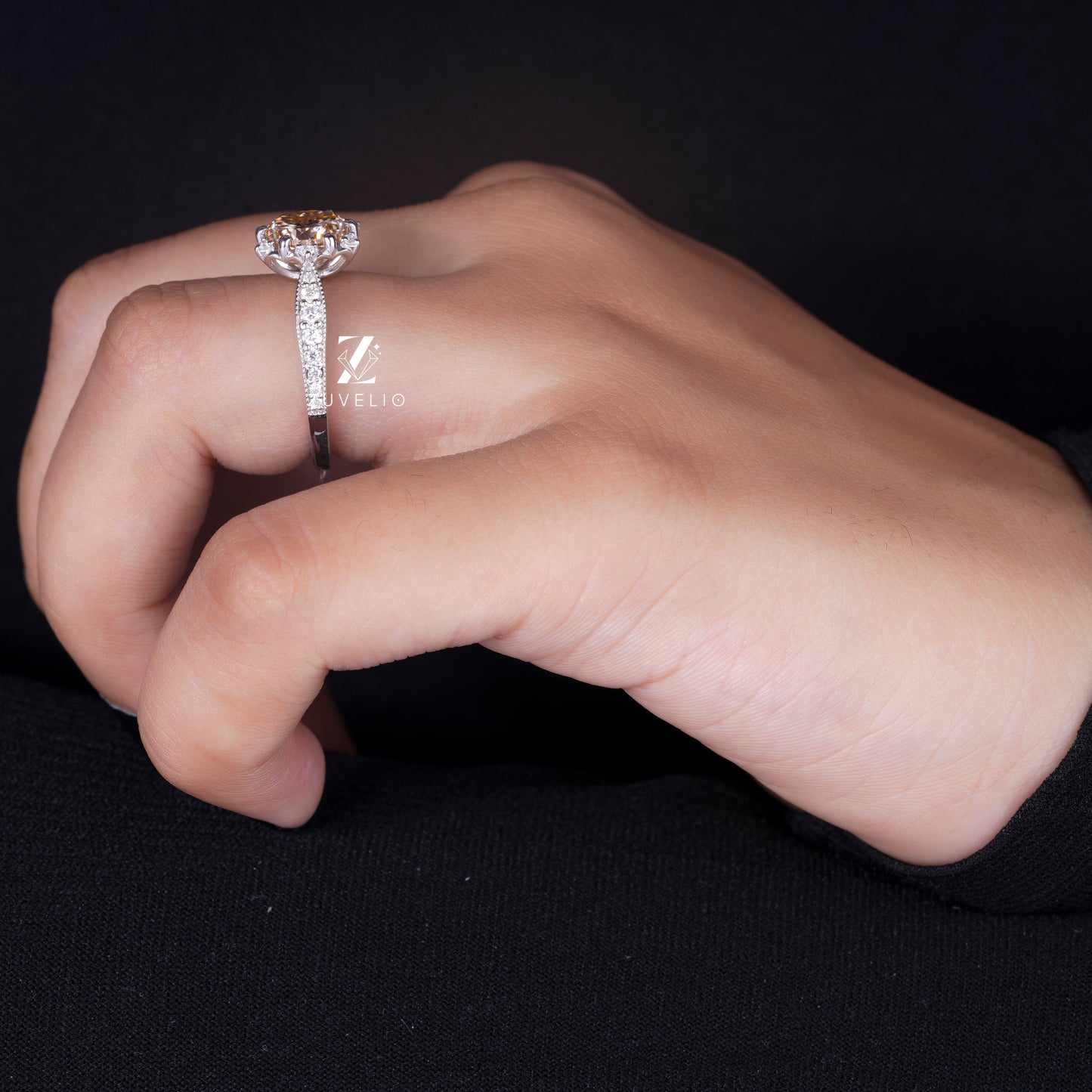 Victorian Champagne Moissanite Ring