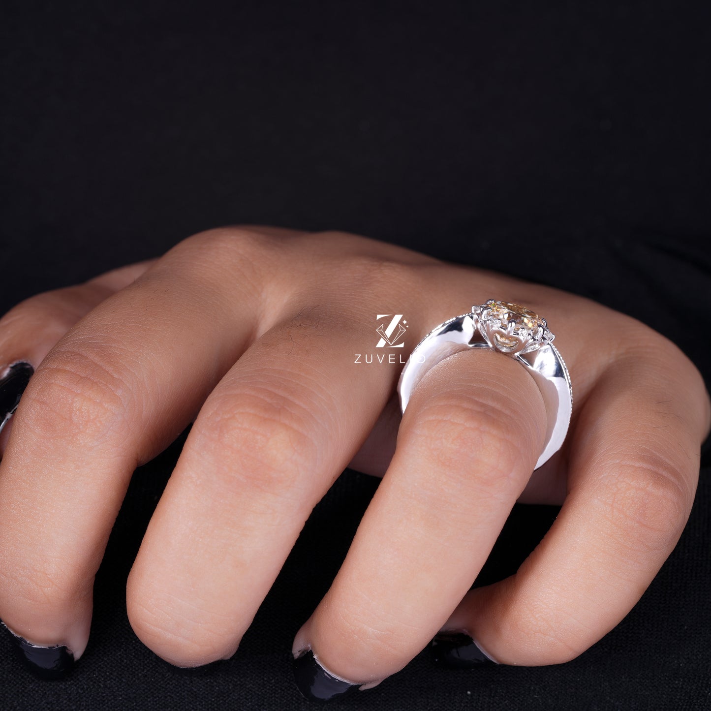 Victorian Champagne Moissanite Ring