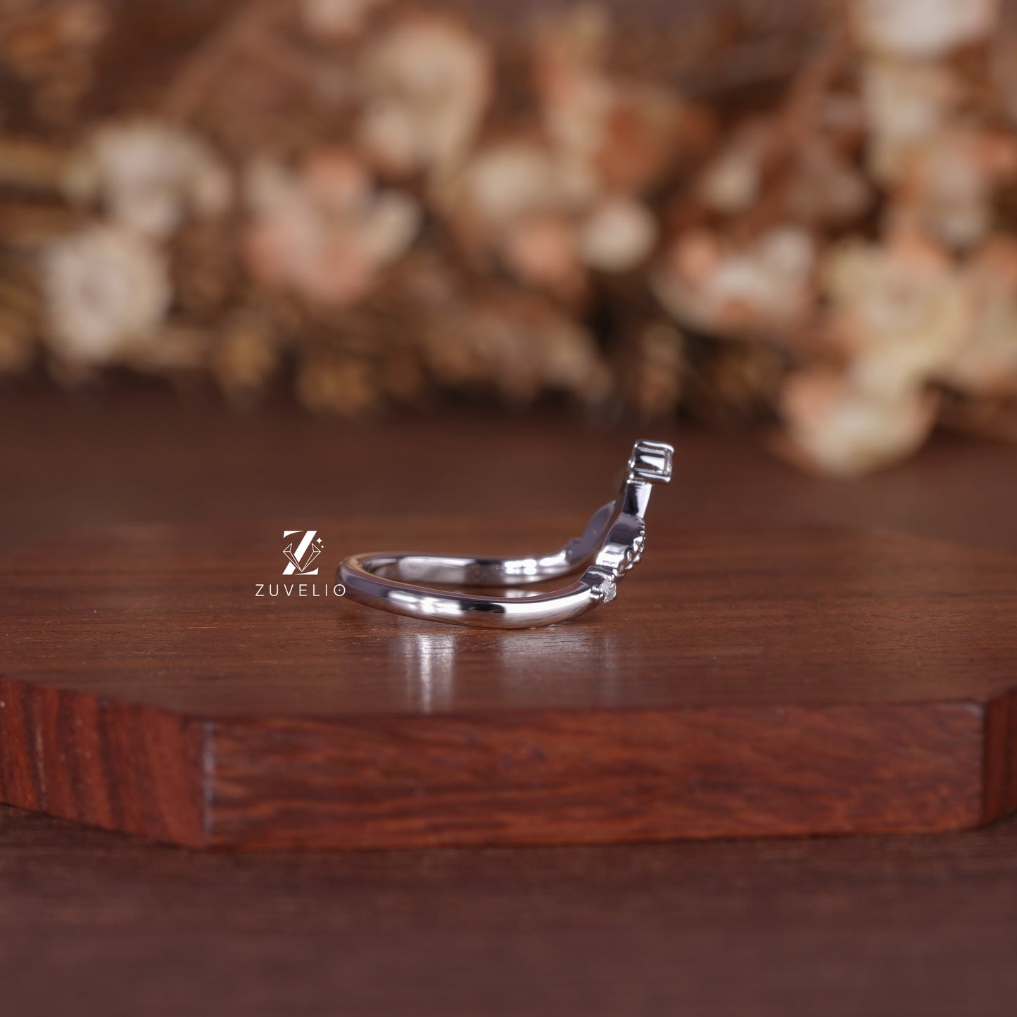 V Shank Moissanite Band