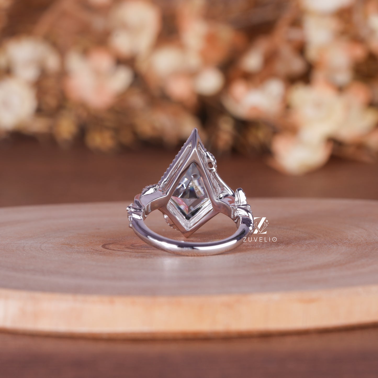 Kite Cut Grey Moissanite Ring