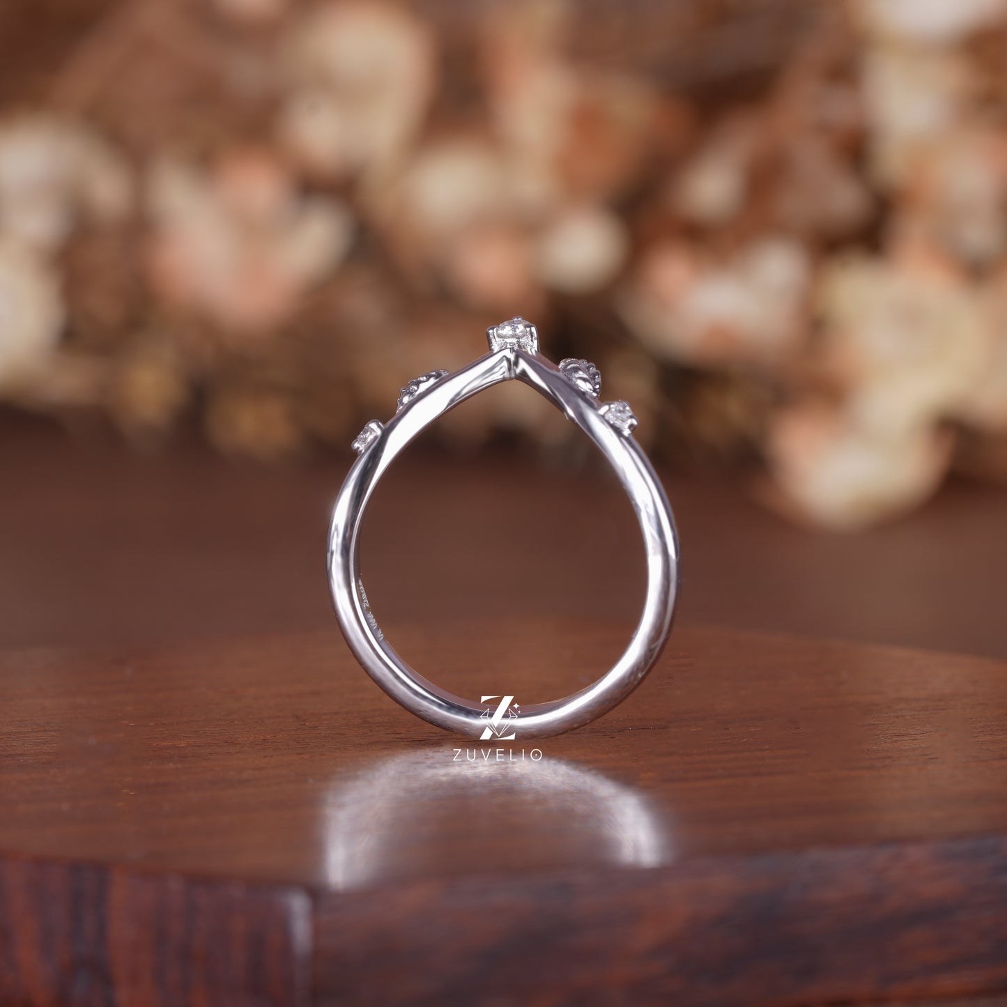 V Shank Moissanite Band