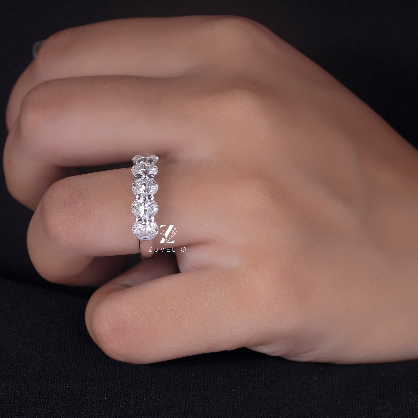 Oval Prong Diamond Band