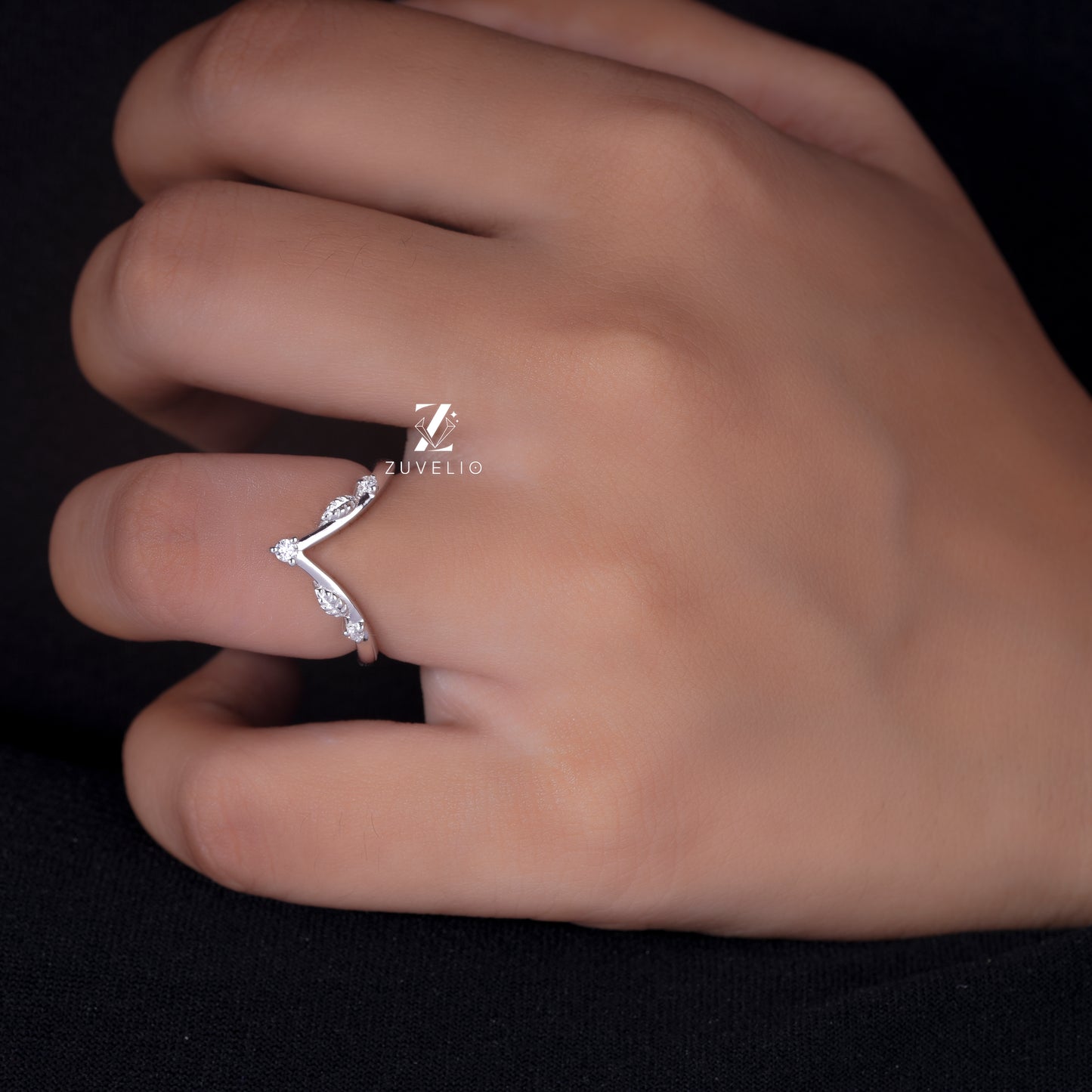 V Shank Moissanite Band