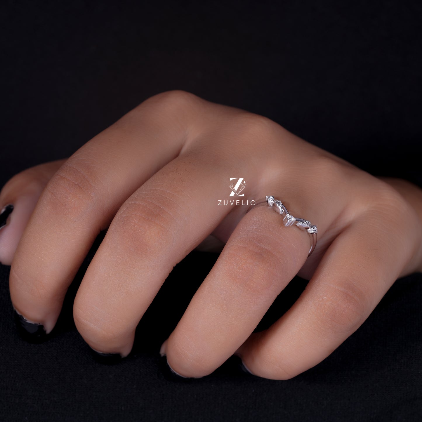 V Shank Moissanite Band