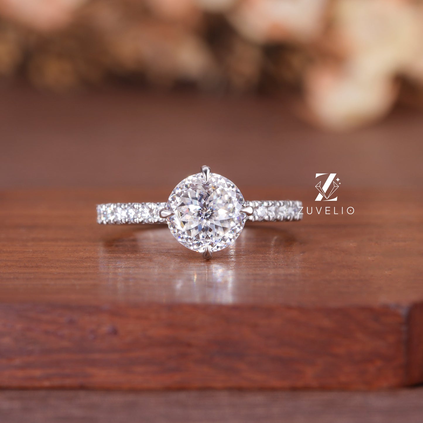 Portuguese Round Moissanite Ring
