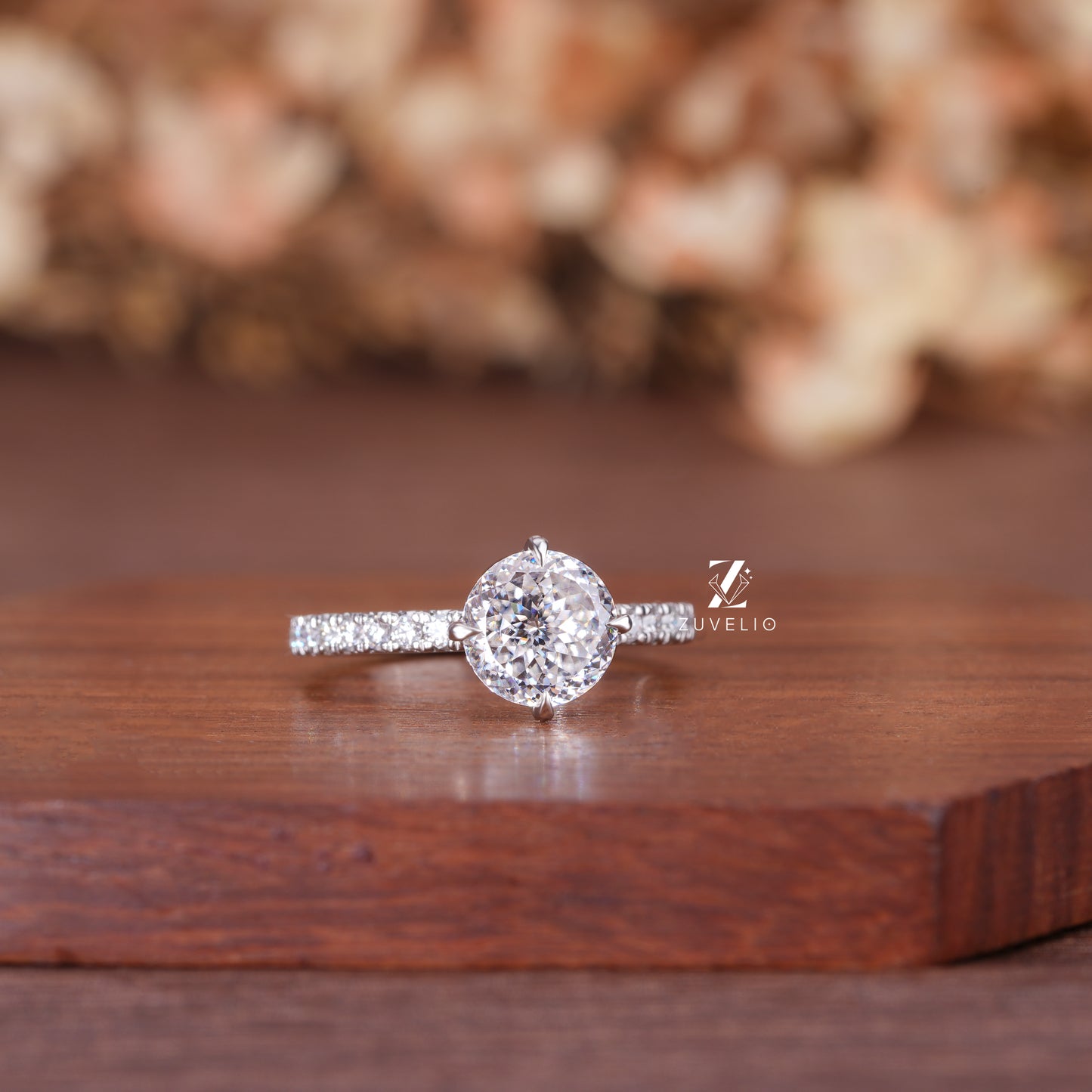 Portuguese Round Moissanite Ring
