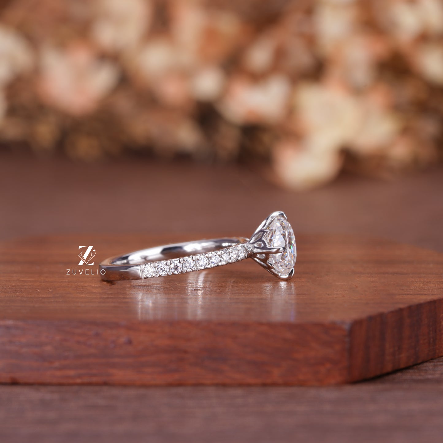 Portuguese Round Moissanite Ring