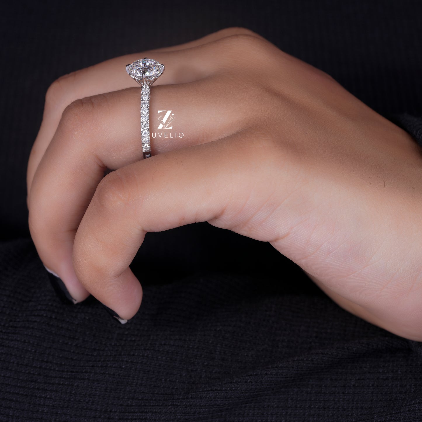 Portuguese Round Moissanite Ring