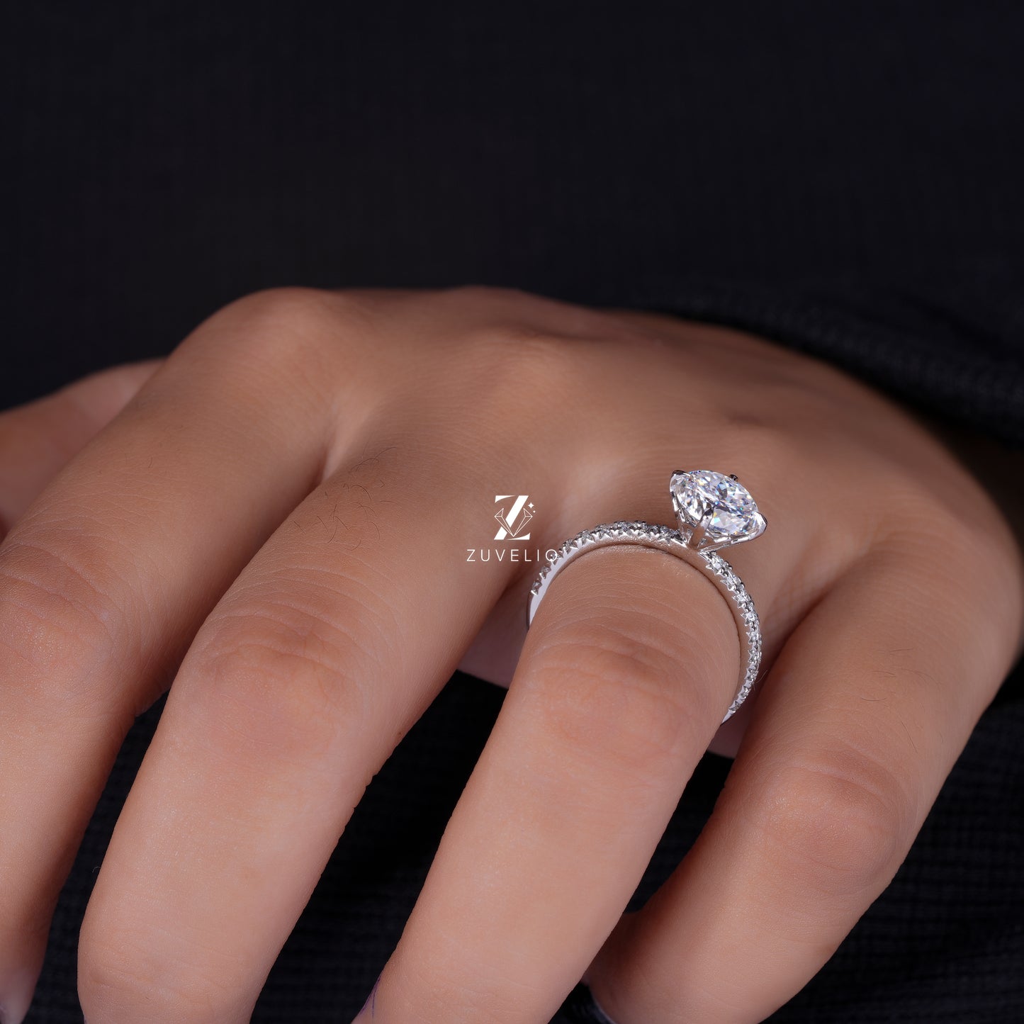 Portuguese Round Moissanite Ring