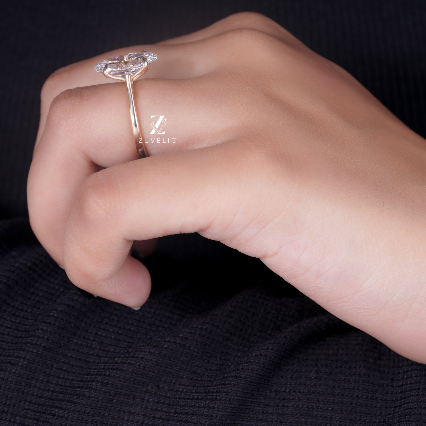 Oval Diamond Tulip Ring