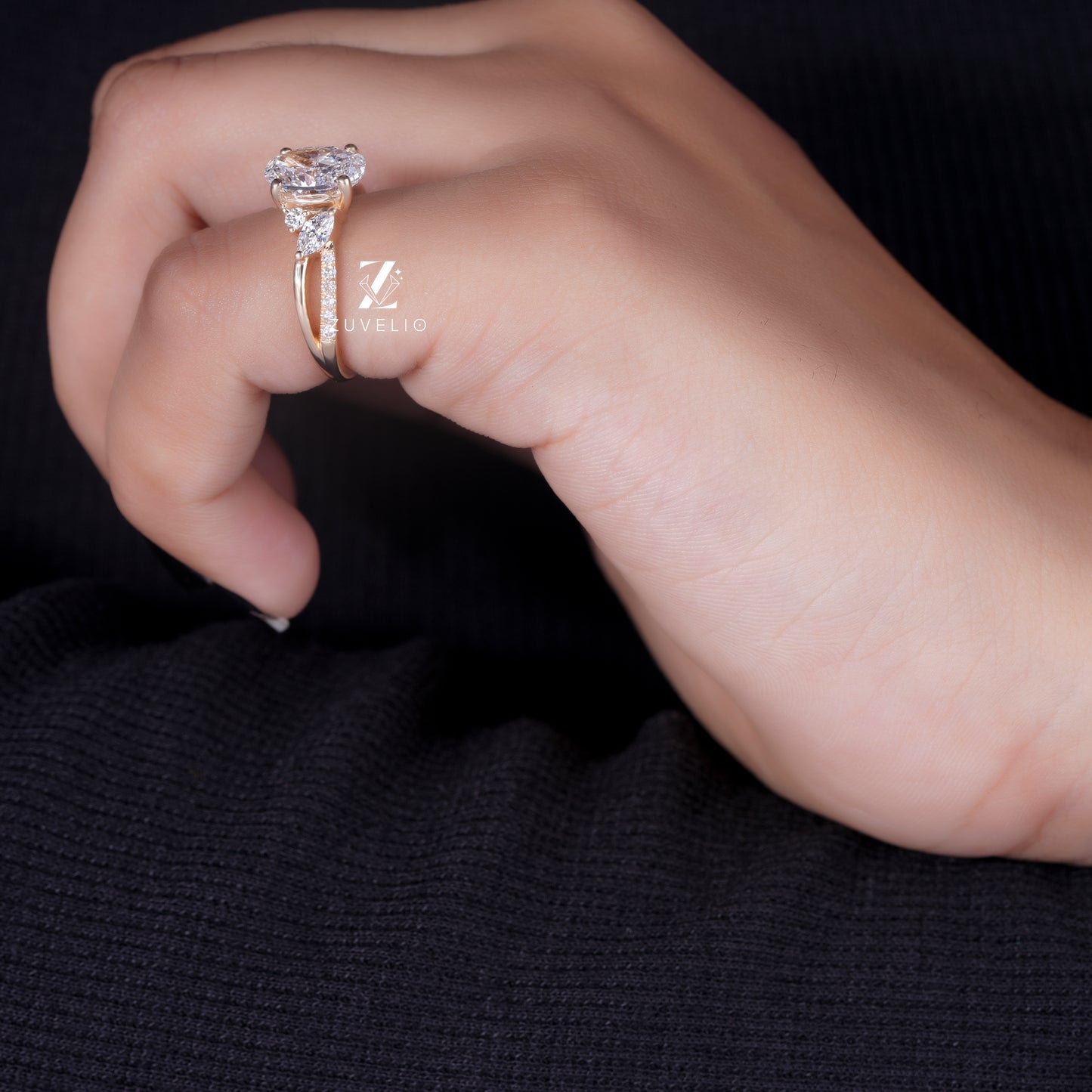 Rose Gold Oval Split Shank Ring