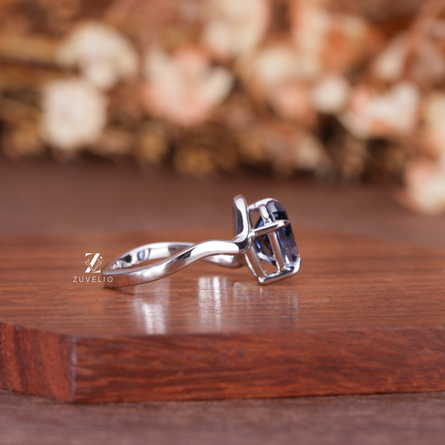 Oval Royal Blue Moissanite Ring