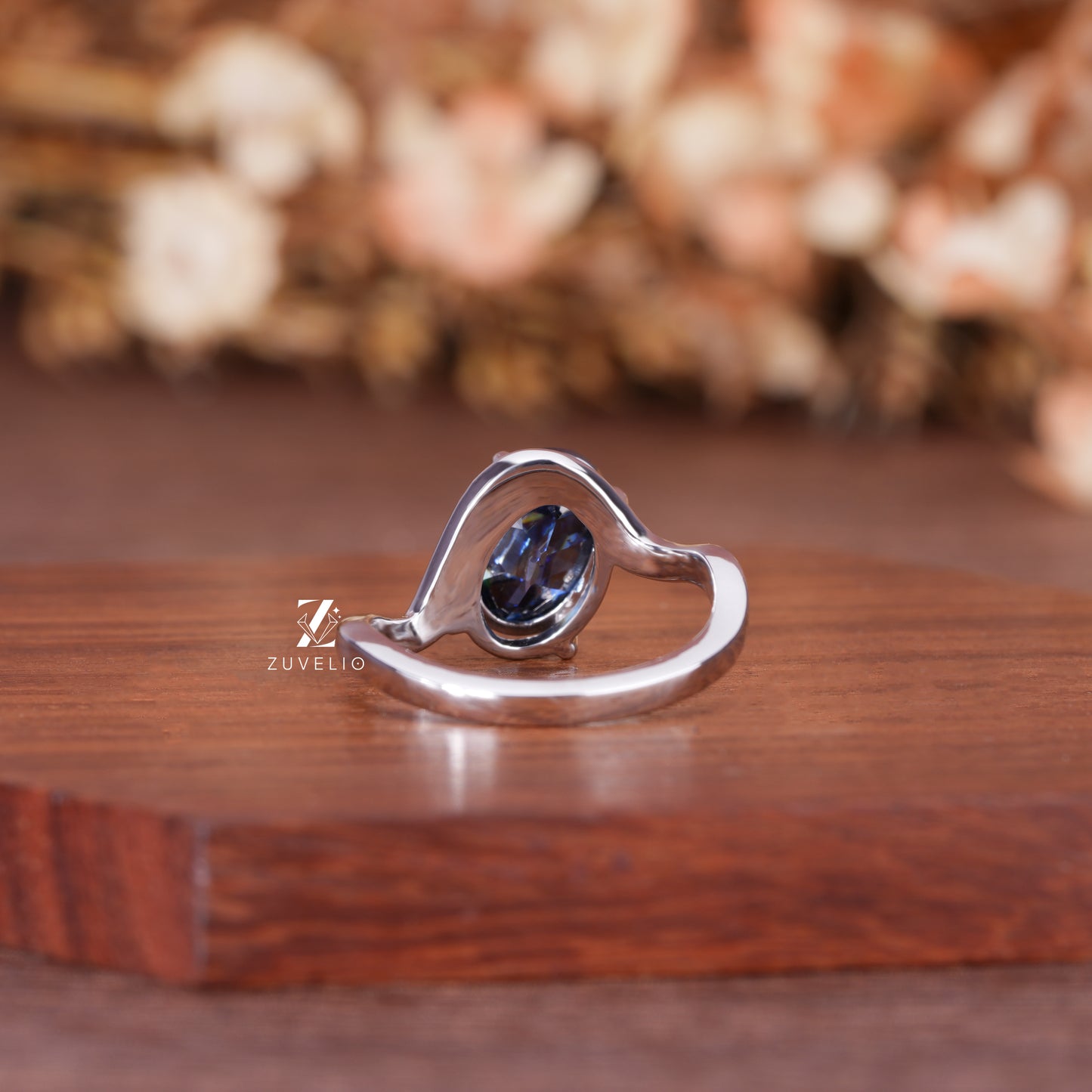 Oval Royal Blue Moissanite Ring