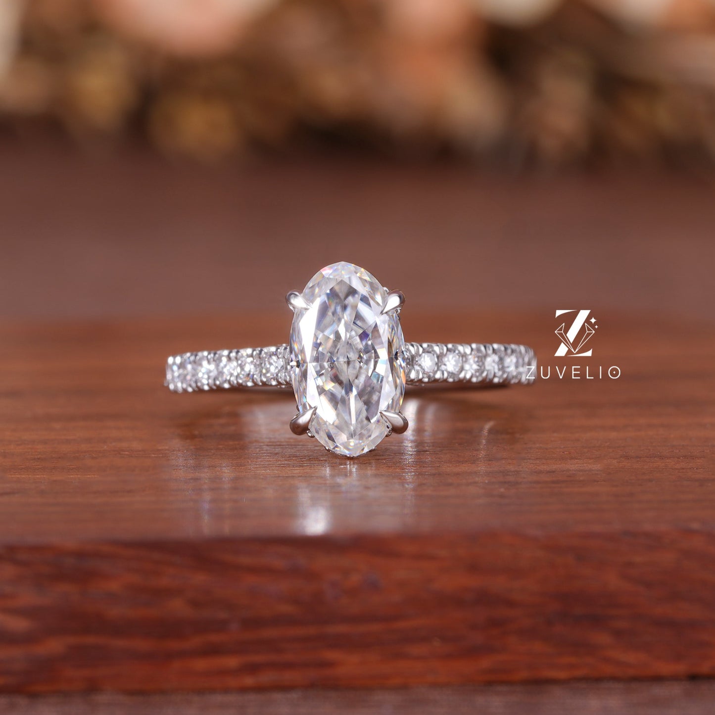 Oval Hidden Halo Ring